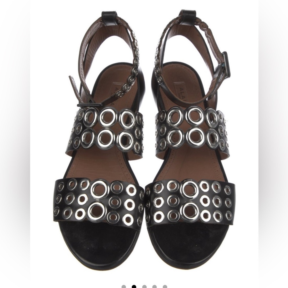 NWT Alaia black grommet leather sandals